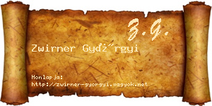 Zwirner Györgyi névjegykártya